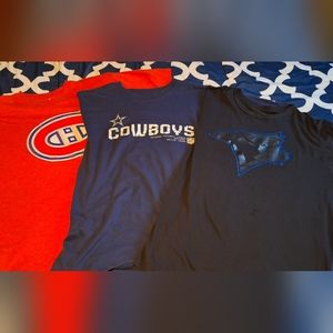 Tshirt lot Canadiens, Cowboys, Bluejays Xxl